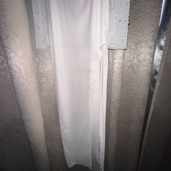 SAN MARINO  Embellished Side Split Maxi Dress in off White - Picture 6 of 6